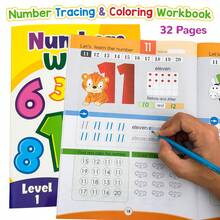 Lachilly Buku Latihan Menulis Huruf dan Menjiplak Angka, Buku Aktivitas Keterampilan Menulis Dasar, Materi Belajar Interaktif, Sumber Daya Kelas, Mainan Edukatif - YY049-2 Buku Latihan Menulis Angka - View 4