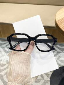 3對女款方形全框鉚釘無度數眼鏡,復古優雅百搭時尚配飾,適合日常通勤、購物、朋友聚會 - 無色 - 查看 8
