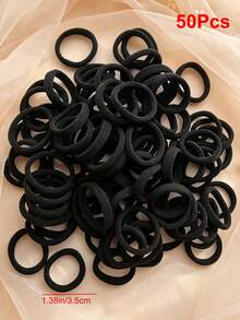 50/100/150/200 Pcs Girls Classic Black Hair Ties, Basic Elastic Seamless Hair Rope Ponytial Holders Hair Accessory For Daily Use - Black - View 7