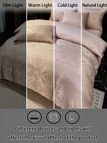 Jacquard Skin-Friendly Brushed Soft Comfortable Duvet Cover Set 3 Pieces (1*Duvet Cover + 2*Pillowcases), Suitable For Bedroom, Guest Room - Camel - View 8