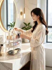 1/2pcs Transparent Visible Hair Curler Storage Rack, Bathroom Cabinet Under-Counter Hair Dryer And Straightener Storage Box, Dormitory Vanity Table Hair Curler Storage Box - Multicolor - View 2