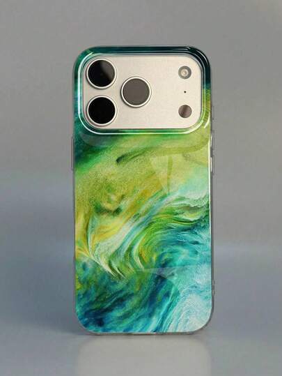 1pc Forest Green Liquid Sand Gold Fluid Pattern Design, Phone 17 Pro Max Phone Case, Compatible With Phone 16 Pro Max, 15 Pro Max, 14 Pro Max, Korean Style High-End Fashionable And Interesting Phone Case, Compatible With 11/12/13/14/15/16 Pro Max Plus, Elegant Design Suitable For Men And Women, Perfect Gift For Girlfriend On Christmas, Valentine's Day, Easter, Wedding Season And Birthday!