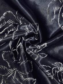 Women's Elegant Floral Print Top, Autumn - Royal Blue - View 10