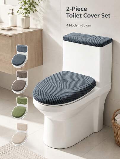 Elastic Toilet Seat Cover, Toilet Lid Cover And Tank Cover, Elastic Fabric Toilet Seat Set, Suitable For Bathroom Toilet, Easy Installation, Machine Washable