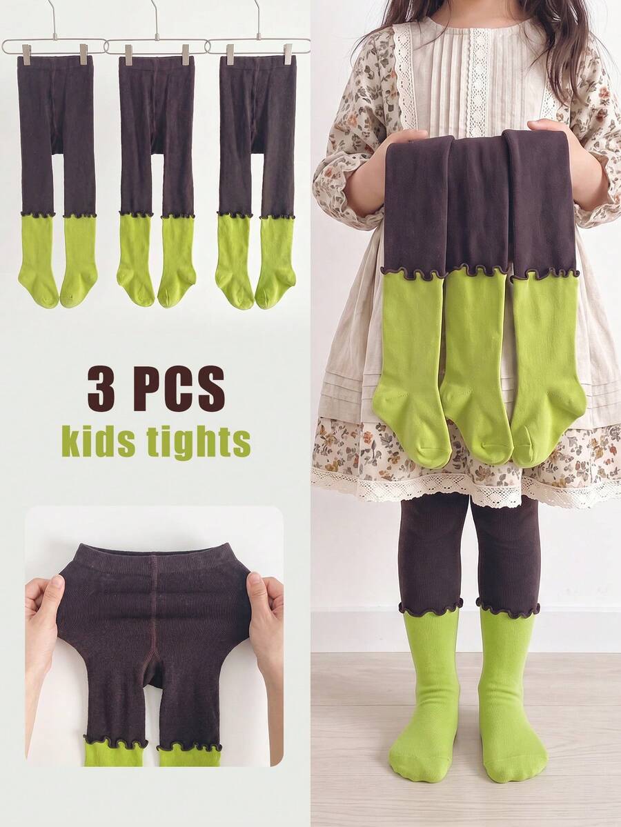 3 Pasang Celana Ketat Bayi, Celana Ketat Warna-warni, Modis, Cocok Untuk Bayi Perempuan, Ketebalan Sedang, Penting Untuk Pakaian Sehari-hari Anak - MultiWarna - View 1