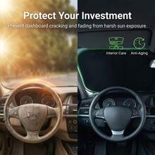 1pc Portable Heat-Insulating Sunshade, Single-Piece Car Sunshade, Specially Designed For Car Front Windshield, Titanium Silver Upgraded Thickened Sunshade, Effectively Blocks Sunlight, Easy To Install, High-Quality Fabric, Practical For Car Interior In Summer, Suitable For Travel And Camping, Fits Sedans, SUVs And Trucks - A - View 4