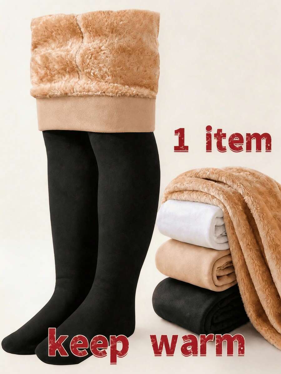 1 Pc Kids Seamless Cotton 200g Warm Stretchy Leggings For Winter Outdoor Sports - Multicolor - View 1
