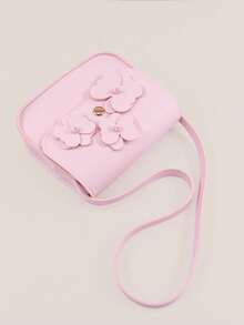 1pc New Floral Sweetheart Mini Square Bag With Flower Decoration, Dreamy Cute One Shoulder Handbag - Pink - View 7