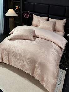 Jacquard Skin-Friendly Brushed Soft Comfortable Duvet Cover Set 3 Pieces (1*Duvet Cover + 2*Pillowcases), Suitable For Bedroom, Guest Room - Camel - View 1