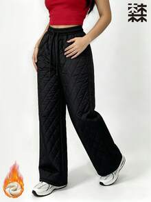 mulinsen Women's Straight Leg Ice Silk Quick-Dry Striped Colorblock Sports Pants - Black - View 1