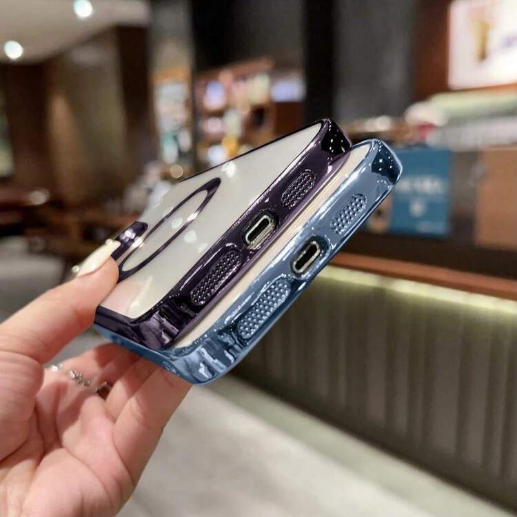 Hadaasi 1pc Royal Blue Electroplated Transparent Magnetic Lens Film, High-End Luxury Electroplated Frame, Anti-Drop Soft Shell, Non-Yellowing, Dust-Proof Protective Case, Compatible With Apple 18pro/18promax/18/17pro/17promax/Apple Air/17/17E/16pro/16promax/16plus/16/16E/15pro/15promax/15plus/15/14pro/14promax/14plus/14/13pro/13promax/13/12pro/12promax/12/11promax/11 - Royal Blue - View 7