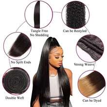 BINF 3Pcs Straight Human Hair Bundles 8‑30 Inch Virgin Remy Hair Weave Extensions, Natural Black Double Weft Hair For Halloween Party Cosplay Daily Styling - Natural Black - View 3