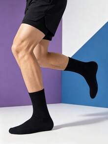 1/5/10/20 Pairs Men's Simple Mid-Calf Socks, Black & White Versatile Sports Casual Socks, Comfortable Soft Everyday Socks - Multicolor - View 4