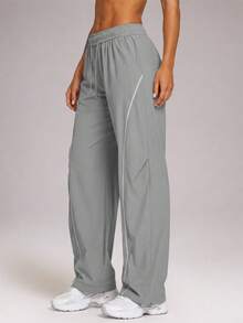 CZRLHYT 1 buah Celana Kargo Olahraga Luar Ruangan Wanita, Celana Shell Warna Polos untuk Mendaki, Lari, dan Bepergian - Grey - View 3