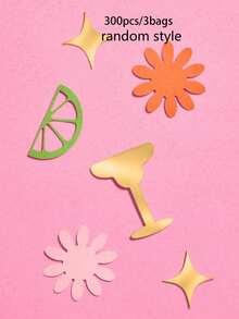 100pcs Margarita Glass Foil Confetti, Party Decor, Tequila Sunrise Party Table Decor, Wedding Birthday Holiday Party Decoration - Multicolor - View 8