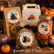 40/80/120pcs Personalized Halloween Stickers, Customized Name And Date Halloween Labels, Scary Party Gift Stickers, Pumpkin Ghost Bat Gift Labels, Halloween Trick Or Treat Bag Labels, Party Favors, Wedding, Halloween - Multicolor - View 3