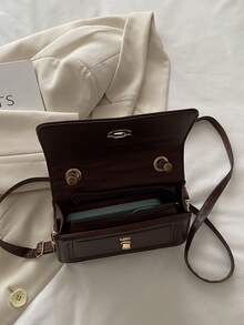 Women's Quilted Handbag, Vintage Faux PU Leather Metal Twist Lock Small Crossbody Bag, Detachable Adjustable Shoulder Strap Elegant Daily Party Handbag - Coffee - View 6