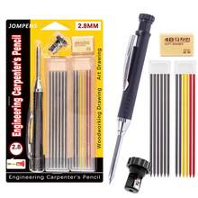 2pcs Automatic Carpenter Pencils With Sharpener - 2.8mm Lead, Metal Body, Includes Extra Black Replacement Leads, Suitable For Design And Crafting - Sets - View 1