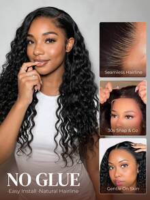 ARABELLA Glueless 13x6 HD Lace Front Wave Water Ripple Natural Color 100% Human Hair Wig, With Drawstring, Pre-Plucked Natural Hairline, Pre-Cut Pre-Bleached Knots, Free Parting, Breathable Cap, Suitable For Beginners - SNatural - View 9
