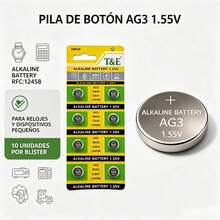 Pilas Botón AG3 |   1.55V Alcalina |   Paquete de 10 unidades |   Larga duración |   Multidispositivo - Blanco - Ver 4