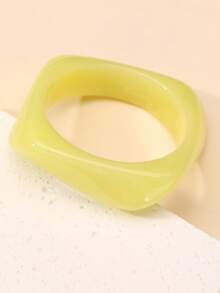 1pc/4pcs Girls Asymmetrical Resin & Metal Spliced Bracelet, Colorblock Square Wide Cuff, Vintage Hand Jewelry - Multicolor - View 7