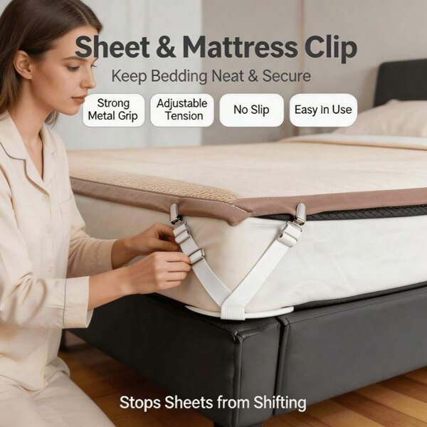 Klip Pengikat Sprei/Bantalan Sofa Anti Selip Tak Terlihat, Alat Penjepit Nilon Tanpa Sambungan, Penjepit Universal Tahan Lama, Cocok untuk Pelindung Kasur, Kasur Pendingin, Bantalan Sutra Es, Penstabil Furnitur Modis, Aksesoris Anti Selip untuk Tempat Tidur dan Sofa Rumah