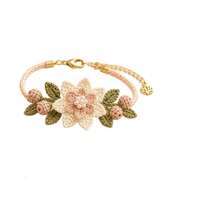 DIY Natural Inspiration Crochet Bracelet Set | Handmade Flower/Butterfly/Maple Leaf/Dragonfly Crochet Bracelet | High Quality Cotton Thread And Pearl Matching | Embroidery Craft Gift Set With Tools And Tutorial - Flower - View 6