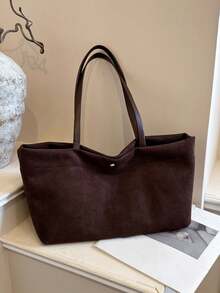 Nicekee Casual Simple Solid Color Large Capacity Handbag, Versatile, Personalized And Fashionable Shoulder Bag, Suitable For Commuting Shopping Travel - Coffee Brown - View 9