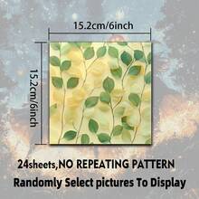 24 Sheets Fresh Leaf Scrapbook Paper, 6-Inch Square Non-Repeating, Transparent Green Leaf Vein Botanical Background Paper, Junk Journal Collage Decorative Paper, DIY Handmade Card Creation, Mori Style Handmade Small Gifts - Square - View 5