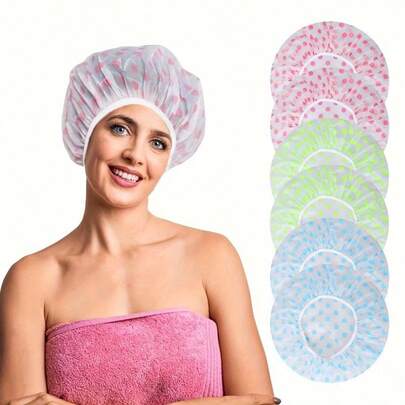 35/10 piezas Gorros de ducha elásticos impermeables reutilizables y reforzados, tamaño grande, para mujeres, ducha, spa, salón, baño, cuidado del cabello en casa, color aleatorio