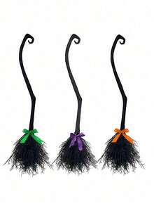 Halloween Witch Broom Decoration Cosplay Costume Plastic Witch Magic Broom Prop - Multicolor - View 5