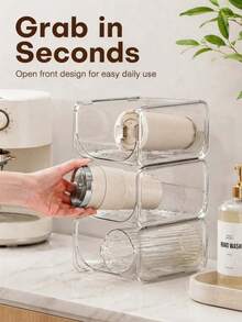 1pc Stackable Transparent Hair Tool Storage Rack, Curling Iron Holder, Hair Dryer Storage Box, Curling Wand Organizer, Item Storage Shelf, Straightening Brush Organizer, Flat Iron Holder, Stackable Design, Countertop Style, Suitable For Bathroom, Countertop, Vanity, Washbasin, Toilet, Entryway, Practical Storage Shelf - Multicolor - View 11