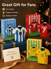 FIFA Football Jersey Building Blocks, 700+Pcs Messi Cristiano Ronaldo Neymar Shirt Model, DIY Sports Collectible Desktop Display Gift For Football Fans, Ages 14+ - Multicolor - View 4