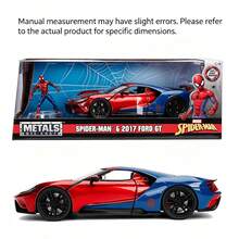 Simba Jada Toys Marvel 1:24 2017 Ford GT Die-Cast Model Car With 2.75-Inch Spider-Man Figure, Red & Blue Color, Collector's Toy, Suitable For Hobbyists - Multicolor - View 8