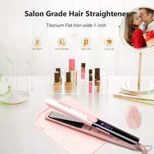 ANGENIL Pro Titanium Straightener For Women, Dual Voltage Straightener & Curler 2-In-1, 20s Fast Heating, Ionic Round Barrel Pink Travel Straightener With Heat-Resistant Mat - Pink - View 11