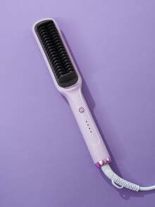 CRASTS Hair Straightener Brush, 2‑In‑1 Straightening Brush For Smooth Sleek Hair & Loose Curls, Ceramic Tourmaline Hot Brush Anti‑Scald Design, Portable Electric Hair Styling Comb For Home Salon Use - Lilac Purple - View 4