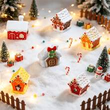 6 buah/Set, Dekorasi Model Rumah Natal Lanskap Mikro, Aksesori Resin Rumah Salju Mini, Cocok untuk Tanaman Pot di Meja, Botol, Dekorasi Rumah, Dekorasi Pesta, Sebagai Hadiah - MultiWarna - View 3