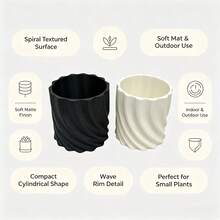 Spiral Rippled Flower Pot, Modern Minimalist Textured Succulent Planter, Suitable For Living Room, Window, Patio, Office Decoration, Beautiful Desktop Vase - Flower Pot - View 4