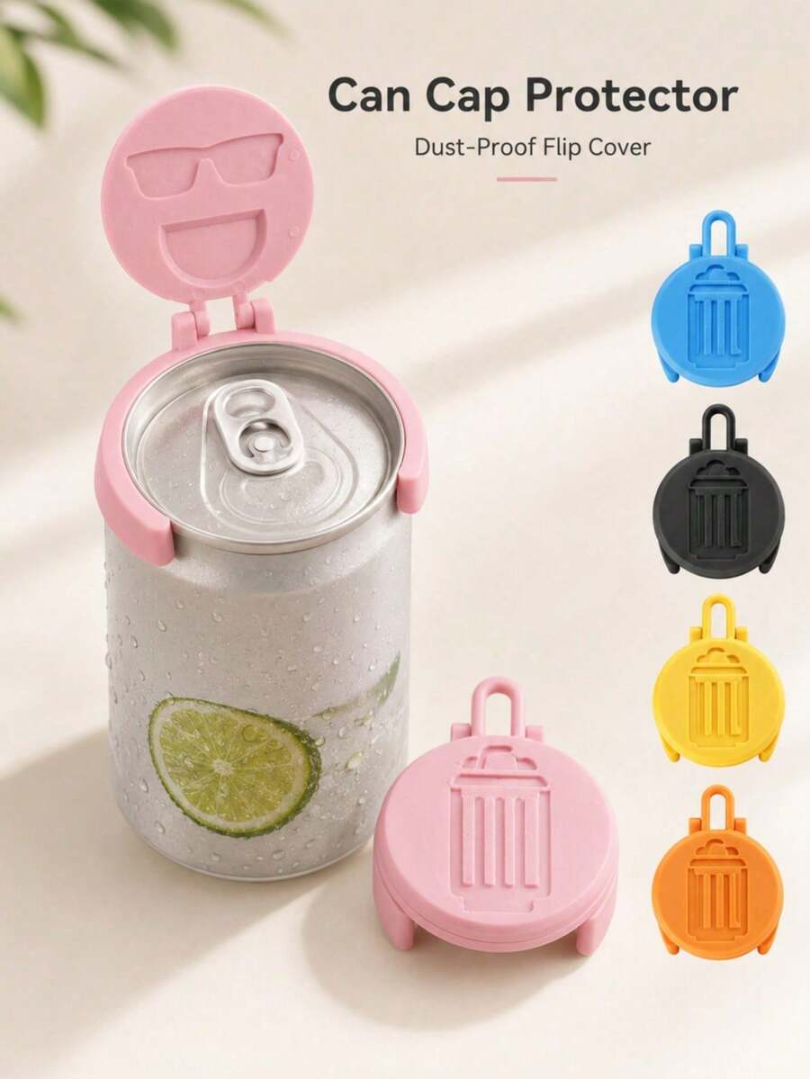 1pc Portable Can Lid Protector, Dust-Proof Sealing Cover For Carbonated Drinks, Beer And Soft Drink Cans, Reusable Flip-Top Hygienic Can Lid, Fun Cartoon Style, Suitable For Kitchen, Home, Cafe, Restaurant, Party, Picnic And Travel - View 1