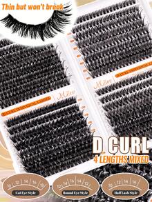 Large‑Capacity 624Pcs D‑Curl Fluffy DIY Lash Clusters, 30D+40D+60D+80D Mixed Densities, Comes With Essential Tools Including Lash Adhesive And Tweezers,Lightweight For Big‑Eye Wedding Party Travel Occasions - Black - View 5