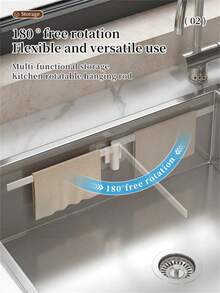 Kitchen Sink Organizer Rack Wall-Mounted Rotating Storage Rack Dishcloth Holder Towel Rack Sink Draining Rack No-Drill Bathroom Towel Bar Suitable For Home Kitchen And Bathroom Kitchen Supplies Kitchen Accessories Kitchen Tools - Style B - View 5