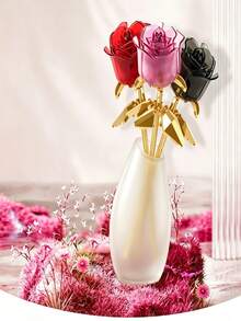 Youleli 7pcs DIY Building Block Floral Set, Customizable Bouquet Toy, Home Desktop Decor, Realistic Rose Lily Orchid, Holiday Birthday Gift For Women - Multicolor - View 8