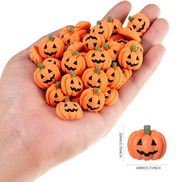 20 pezzi Mini Micro Modelli in resina di zucca di Ognissanti, decorazioni appese con retro piatto per paesaggi in miniatura, forniture per decorazioni artigianali fai-da-te per la casa