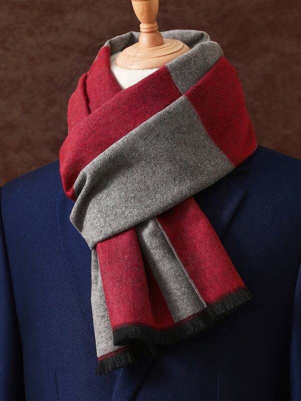 1pc Printed Men's Scarf Classic Plaid Scarf Men's Business Shawl Luxury Warm Scarf Unisex Shawl 180*30CM Business Meeting Scarf Fashion Tassel Neck Scarf