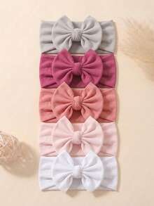 5pcs Baby Bow Decor Hair Band Love Valentine - Multicolor - View 4