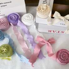 10 Yards/Roll 0.98 Inch Ruffle Lace Pleated Ribbon, Bouquet Cake Packaging Ribbon, DIY Handmade Material, Wedding Birthday Party Gift Decoration Ribbon - A - View 4