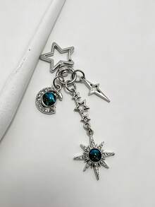 Nteresting Blue Starry Sky Series Keychain,Bag Charm,Fashion Exquisite Ladies Keychain Decoration, Bag Accessory,Star Moon Sun Hanging Ornaments - Multicolor - View 5