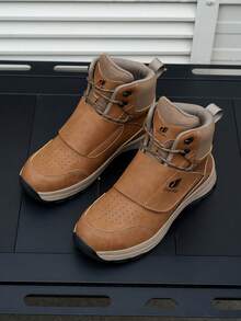 Unisex High-Top Hiking Boots, Breathable And Comfortable Upper, Durable Outsole, Steel Toe Design, Suitable For Outdoor Hiking, Walking, Camping, Travel - Brown - View 6