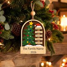 Custom Family Name Wooden Christmas Ornament, Personalized 2-5 Names Tree Decoration, Customized Xmas Keepsake Gift, Customizable Holiday Hanging Ornament For Family Parents Grandparents - Style B - View 5