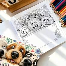 1pc Funny Dog Coloring Book, 24 Pages Of Amusing Cartoon Patterns, Designed For Coloring Enthusiasts, Relaxing And Soothing, Emotional Healing, Perfect Gift Choice For Family Gatherings, Birthdays, Holiday Parties For Family And Friends. Must-Have For Dog Lovers, Parent-Child Interactive Picture Book, Pet Drawing Book - Dog Coloring Book - View 5